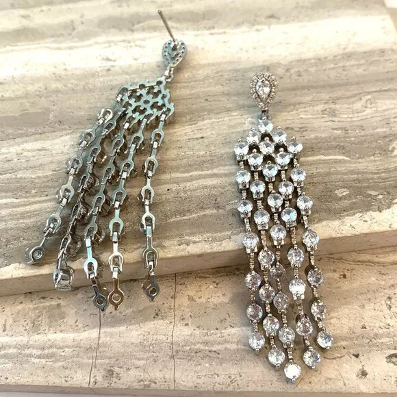 NEW ~ Anthropologie Genevive CZ Long Chandelier Earrings